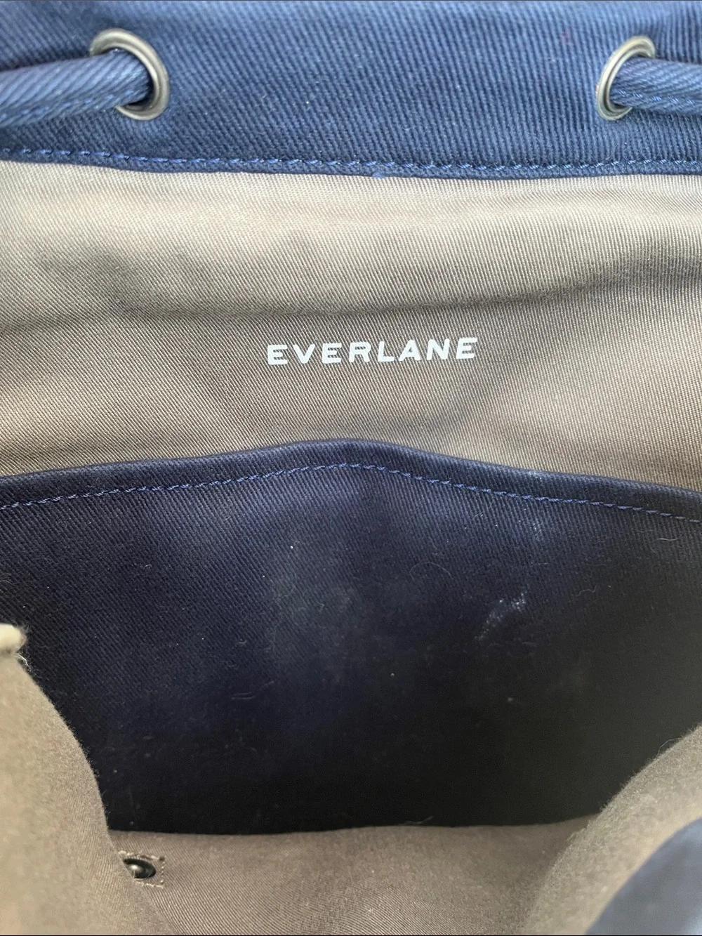Everlane Navy Canvas Flap Backpack with Black Straps